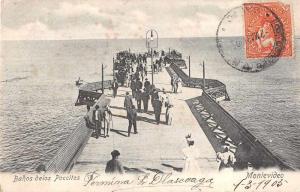 Montevideo Uruguay Banos delos Poccitos Pier  Antique Postcard J54488