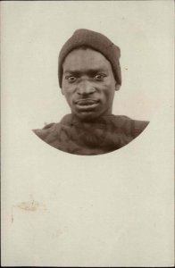Basutoland Cancel Africa Native Black Man USED c1904 Real Photo Postcard