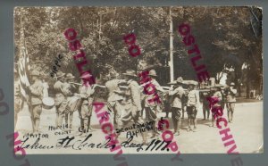 St. Charles ILLINOIS RPPC 1917 BOY SCOUTS Parade BSA PATRIOTIC American Flag IL+