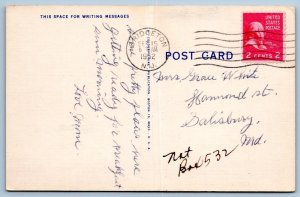 1952 GREETINGS FROM WILDWOOD BY THE SEA NJ 4 CHURCHES VINTAGE LINEN POSTCARD