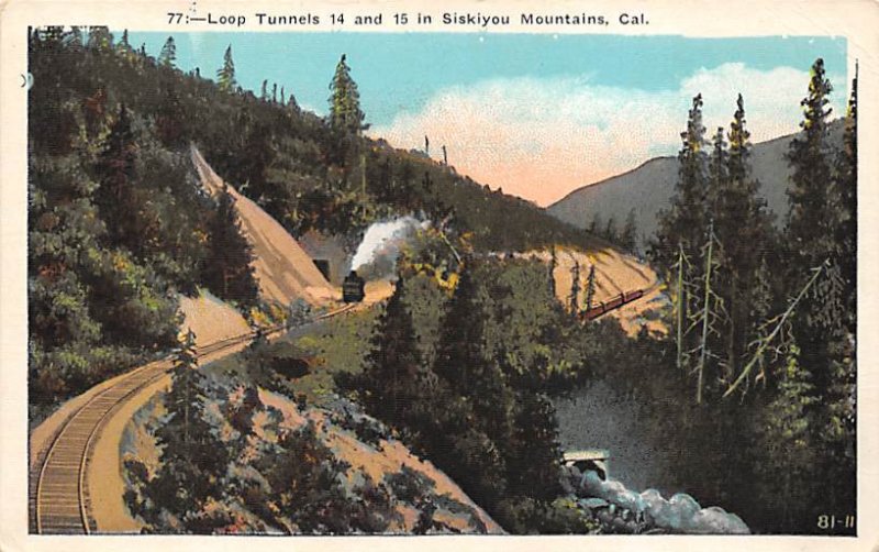 Loop Tunnels 14 and 15 in Siskiyou Mountiains CA, USA CA Train Unused 