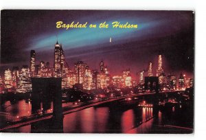 New York City NY Vintage Postcard Brooklyn Bridge Baghdad on the Hudson