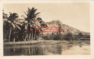 HI, Honolulu, Hawaii, RPPC, Diamond Head, Scenic View, 1916 PM, Photo