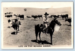 Zoran Cowboy Postcard RPPC Photo Life On The Nevada Range 1951 Posted Vintage