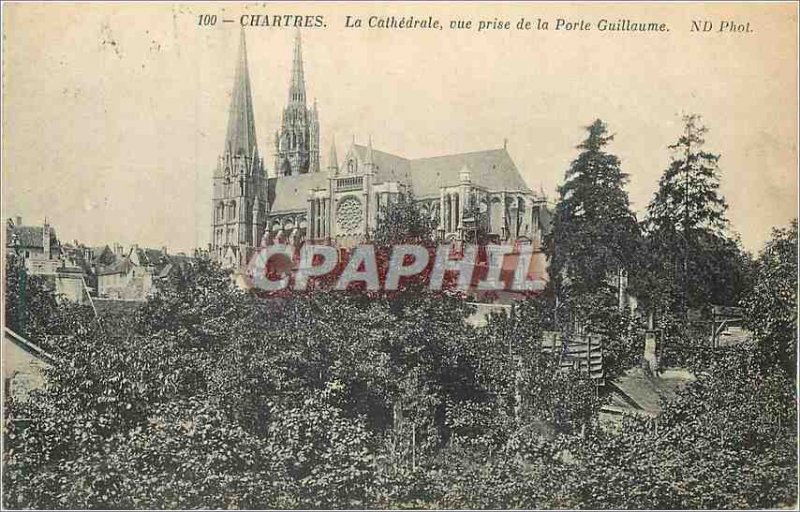 Old Postcard 100 Chartres cathedral view from the door guillaume