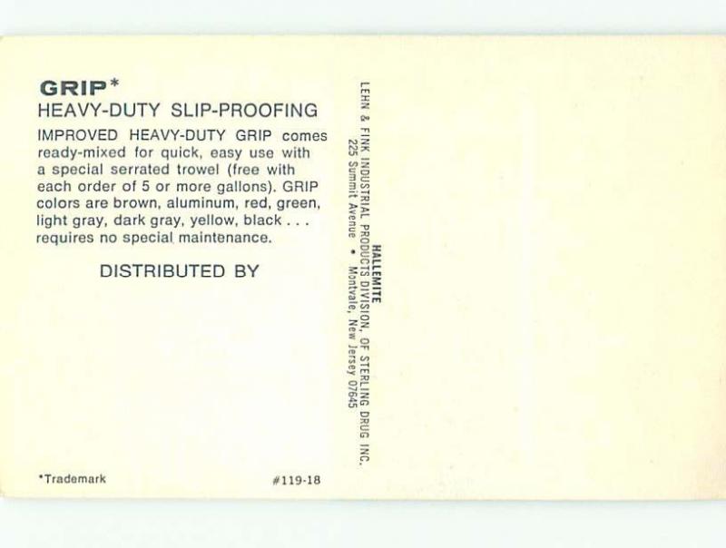 Pre-1980 Postcard Ad GRIP HEAVY-DUTY SLIP PROOF FLOORING AC7301