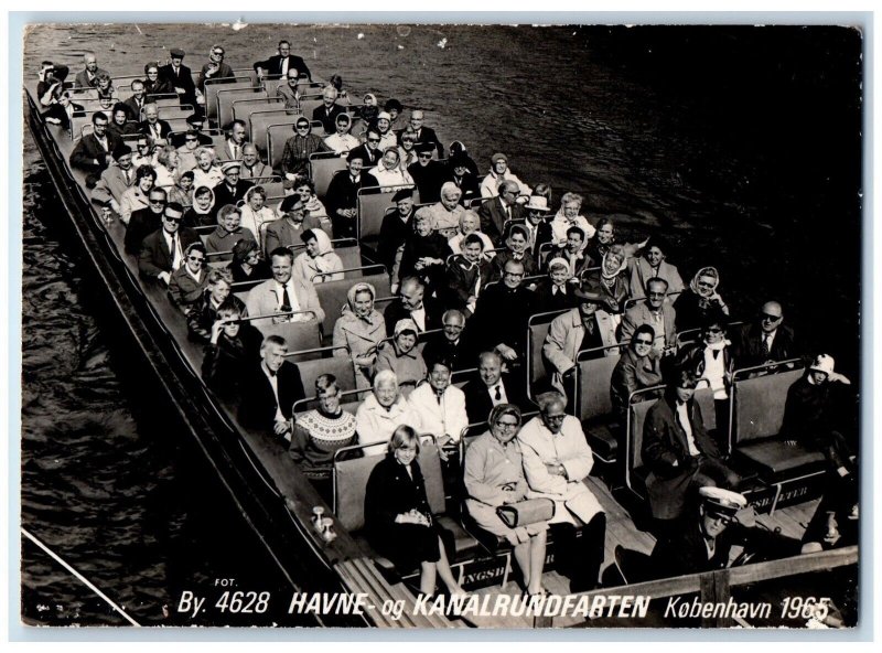 1965 Harbor And Canal Ship Tour Copenhagen Denmark RPPC Photo Unposted Postcard 