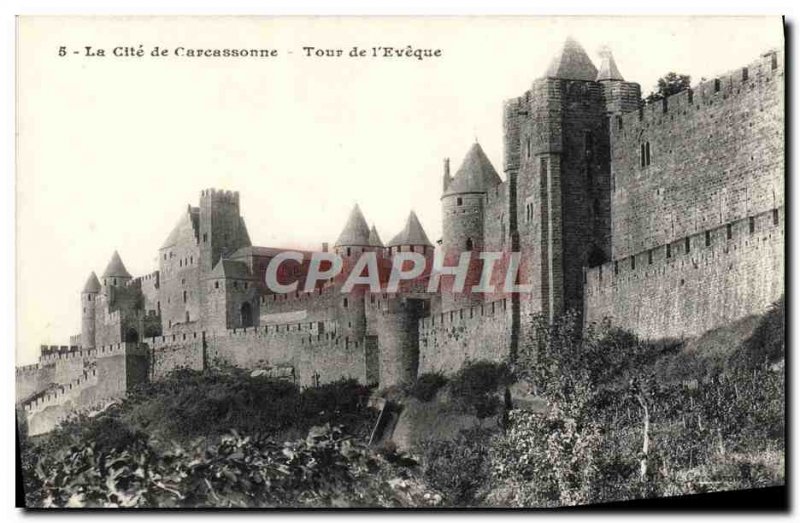 Old Postcard From Carcassonne Tower & # 39Eveque