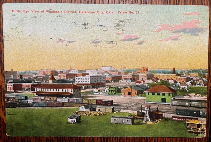 Vintage Postcard 1910 Bird's Eye View of Wholesale District, Oklahoma City, OK
