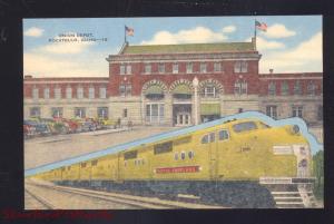 POCATELLO IDAHO UNION DEPOT TRAIN RAILROAD STATION VINTAGE LINEN POSTCARD