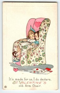 Valentine Postcard Children In Big Chair Stecher Series 821 Mary Evans Price