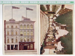 Washington DC Harvey's Restaurant Green Dining Room Bi-Fold Postcard AA110686