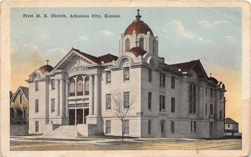 Kansas Ks Postcard c1910 ARKANSAS CITY The First M.E. Church