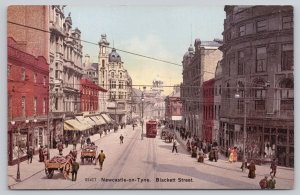 Postcard Newcastle-on-Tyne England Blackett Street 1910s Tram DB View