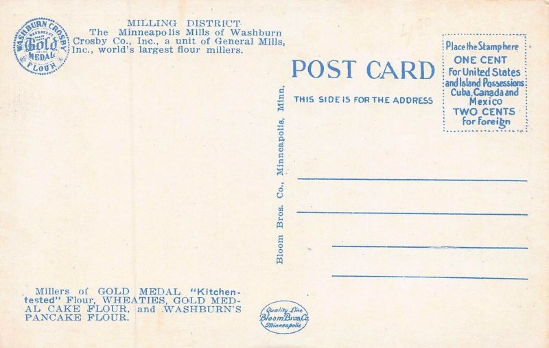 MINNEAPOLIS MN~MILLING DISTRICT-RAILROAD YARD~1920s POSTCARD