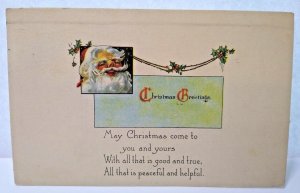 Santa Claus Christmas Greetings Postcard 1921 Auburn Indiana L&E Series 4256