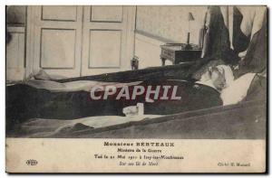 Old Postcard M Berteaux Minister of War Tue victim Issy les Moulineaux