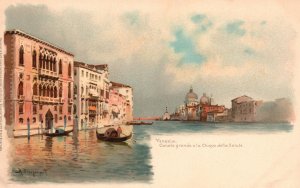 Vintage Postcard Venezia Canale Grande La Chiesa Della Salute Venice Italy