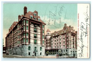 1907 Two Building View at Hotel Portland, Portland Oregon, OR Antique Postcard