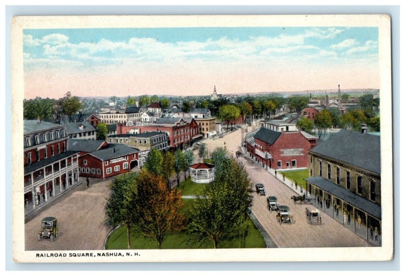 c1910 Bird's Eye View Railroad Square Nashua New Hampshire NH Vintage Postcard