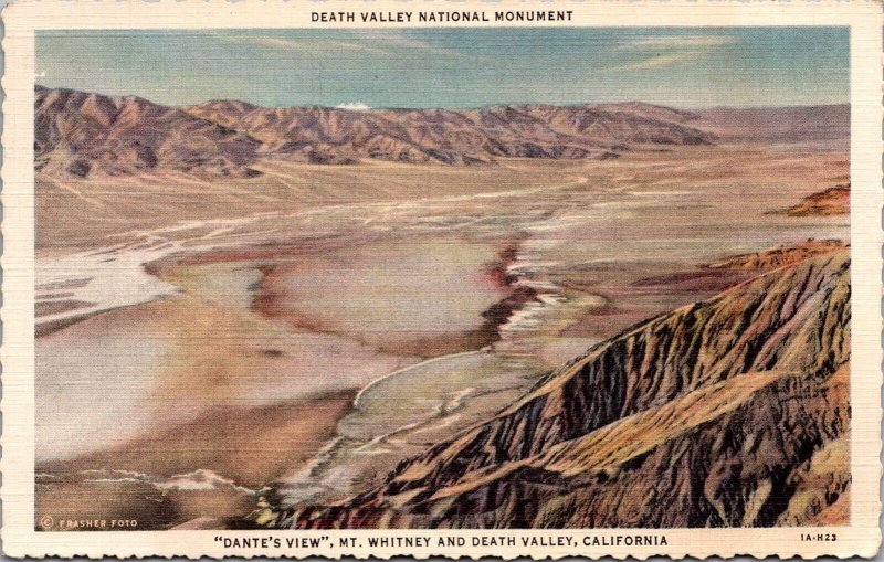 Dante's View, Death Valley Nat'l Monument CA c1936 Vintage Postcard Q58