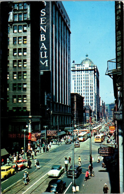 Vtg 1950s Liberty Avenue Keenan Building Pittsburgh Pennsylvania PA Postcard