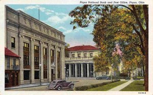 Piqua National Bank Post Office Piqua Ohio linen postcard