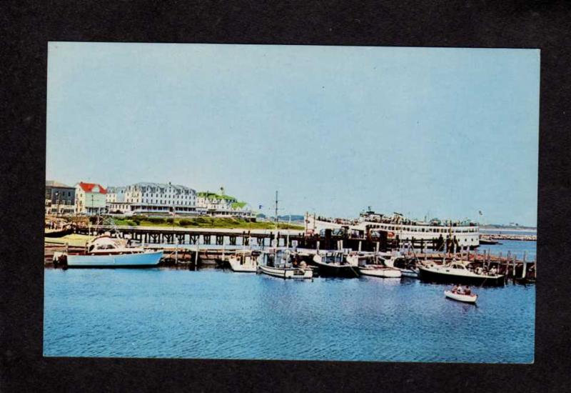 RI  Old Harbor Block Island Rhode Island Postcard Steamship Steamer Quonset