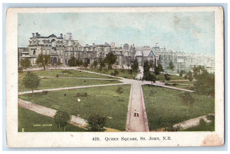 c1920's Queen Square St. John New Brunswick Canada Posted Antique Postcard 