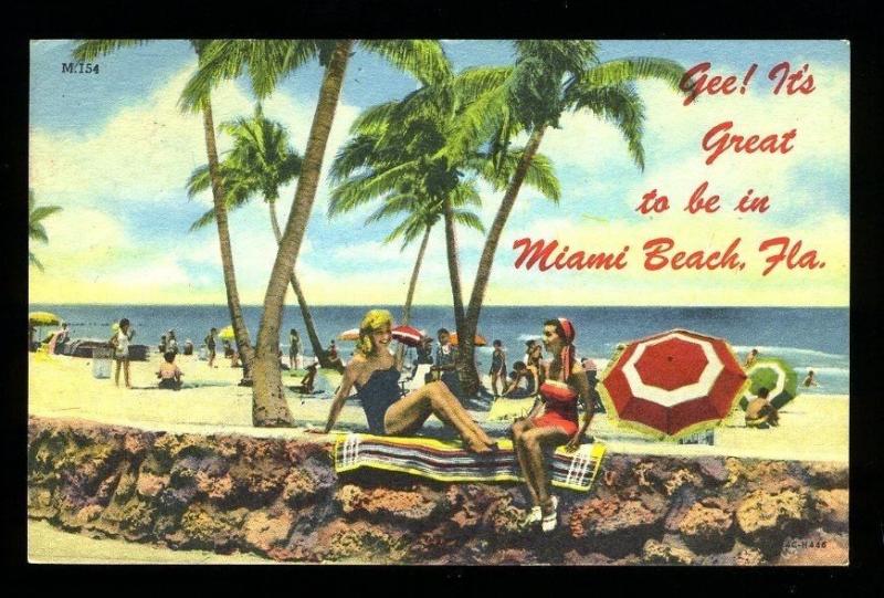 FLORIDA POSTCARD: GEE, ITS GREAT TO BE IN MIAMI BEACH FLORIDA