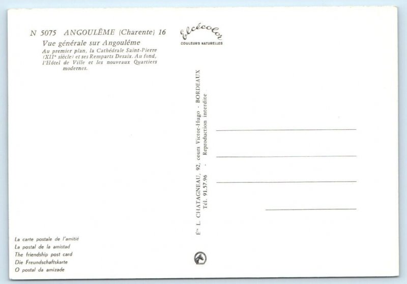 Angouleme FRANCE 4x6 Postcard