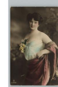 Pretty Woman c1910 Tinted Real Photo Postcard
