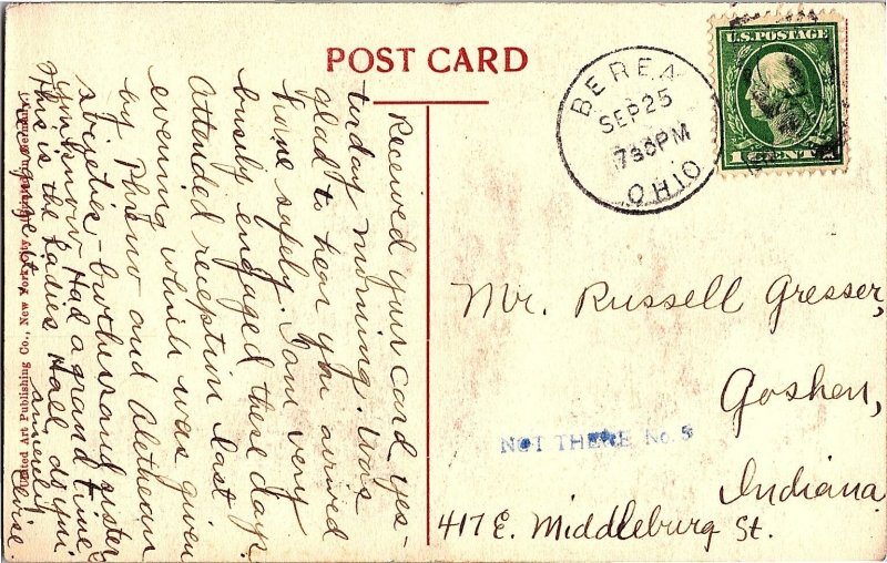 Ladies Dormitory Baldwin University Berea Ohio Postcard c1915 Posted