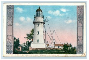 c1915 Two Lights or Cape Elizabeth Light Station, Portland, Maine ME Postcard