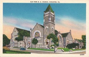 Postcard Elm Park M.E. Church Scranton PA