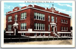 Vtg DeKalb Illinois IL St Mary's Hall and School 1920s View Old Postcard