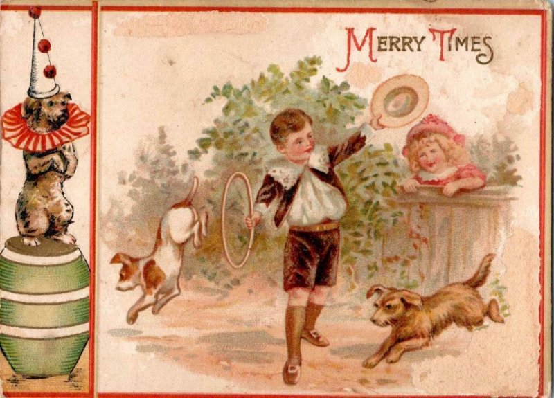 1800'S Circus Dogs Jumping Through Hoops Raphael Tuck & Sons Christmas