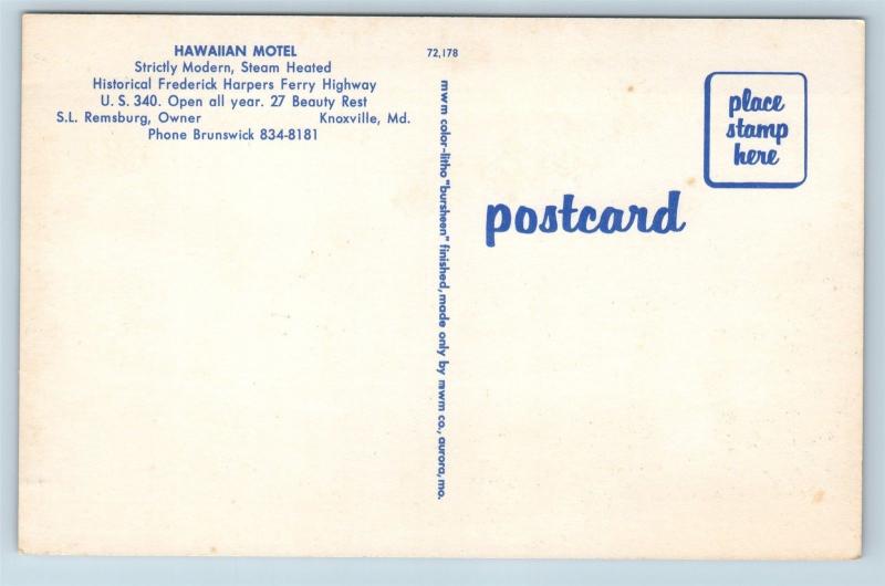 Postcard MD Knoxville Brunswick Hawaiian Motel Old US 340 Vintage G25