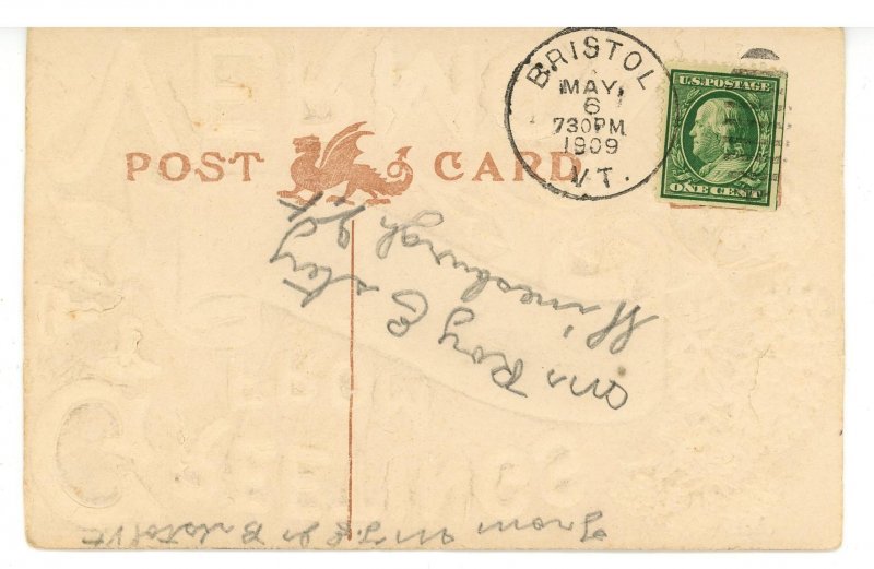 VT - Bristol. Greetings!  (Heavily Embossed)