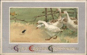 Winsch Easter Geese and Blue Bird c1910 Vintage Postcard