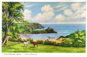 Three Cliffs Bay, Gower Peninsula, Wales, Horses