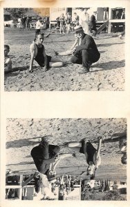 J25/ Chippewa Lake Beach Ohio RPPC Postcard c1920 Men on Beach  88