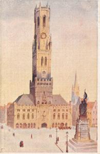 B93358 bruges le beffroi  painting  belgium  postcard