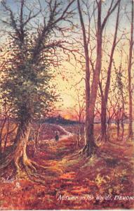 BR93717 autumn in the woods devon painting postcard   uk
