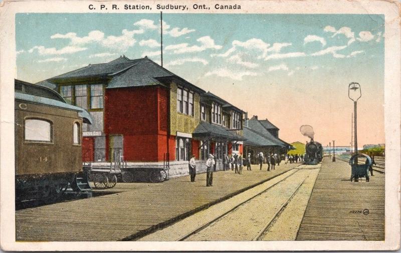 CPR Station Sudbury ON Ontario Postcard E35 *As Is