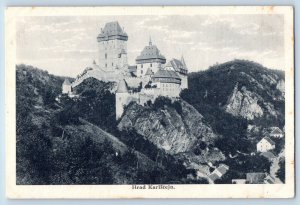 Karlštejn Czech Republic Postcard Karlštejn Castle c1930's Unposted Vintage