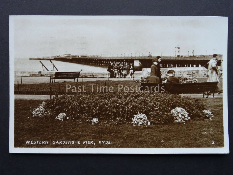 Isle of Wight RYDE Western Gardens & Pier c1947 RP Postcard by R.A. Postcards