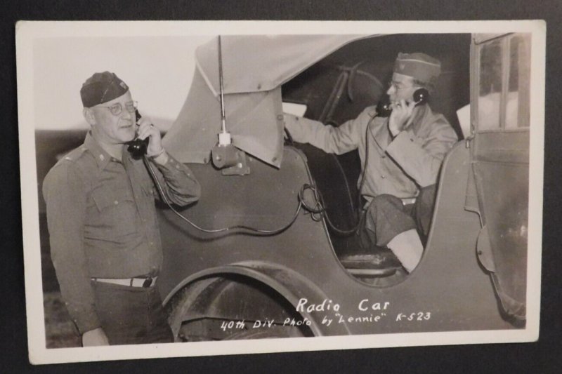 Mint Postcard America Radio Car 40th Division Military Phone Truck RPPC