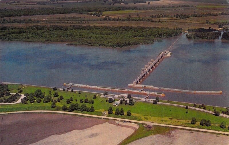 Two Views of Locks and Dams, Mississippi River,Quincy IL Area,2 Old Post Cards