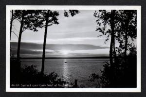 AK Sunset Cook Inlet ANCHORAGE ALASKA RPPC Real Photo Postcard